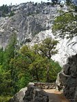 The Mist Trail climbs beside the Merced beneath towering canyon walls