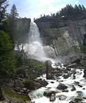 Two more hard-won miles up and Nevada Falls roars into the picture 