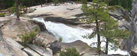 The bridge over the top of Nevada Falls is as close as some want to get to the edge. There are no restraints to keep you from testing your mettle.