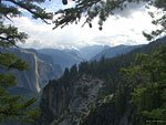East from Inspiration Point. Halfdome is below the lowest of the hanging pine cones.