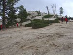 A light drizzle doesn't keep the crowds away from Sentinel Dome, one of Yosemite's highest and most panoramic viewpoints