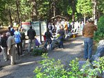 The walk-in queue for a site at Camp 4 at 8:30am