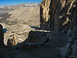 The trail enters deep morning shadow on the west side of Whitney.