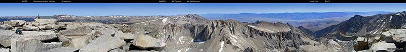 West-southeast panorama from the summit of Mt. Whitney