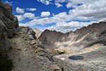 Looking north at the lunarscape valley just climbed