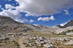 Looking back at Forester Pass, a notch in the very center of the photo, from a mile south