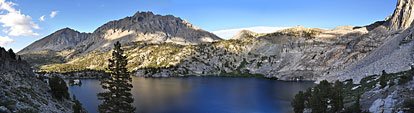 Dusk brings a satiny deep blue sheen to the big south Rae Lake