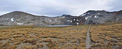 A 3 mi. spur trail ends at remote, windswept Ireland Lake