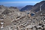 A hiker nears the top of the 97 Switchbacks.