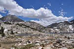 A look back south to Chief Lake and Silver Pass (left of center)