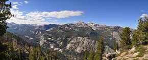 View southwest over the John Muir Wilderness north of Purple Lake 