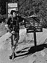 JMT mileage sign atop Nevada Falls