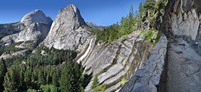 Halfdome, Liberty Cap and Nevada Falls from the John Muir Trail