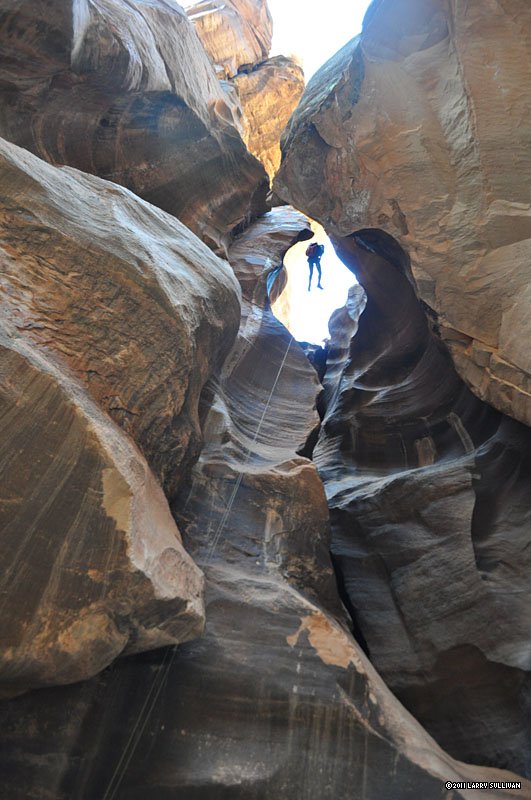 The final rappel in Pine Creek canyon
