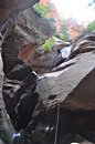 Our next rap is an obstacle course over ledges and water-filled caves