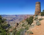 The rustic Watchtower at Desert View visitor center was finished in 1932.