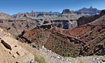 The South Kaibab trail and the North Rim of the Grand Canyon across the river.