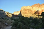 Near Indian Gardens, a popular campground destination at the halfway mileage. It's advised to get to this level early in the morning to avoid the scorching heat in the lower canyon.