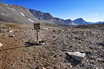 This sign announces the top of 11,352 ft. Taboose Pass, one of the few eastern entrances to Kings Canyon National Park.