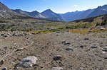 The trail arrives above a large plateau of ponds. It's still several miles - and another descent and ascent - to reach Bench Lake.
