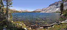 Far across the lake to the east is Taboose Pass (center)