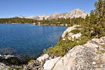 My lakefront perch where I made a bench out of flat stones.