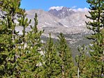 After breaking camp, a nice view north towards Mather Pass where Norman Clyde Peak and Middle Palisades loom.