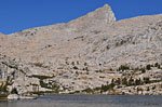 Across the water, you can see there is still alot of climbing to the top of Cartridge Pass, at right beneath the spire