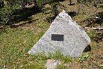 A steel plaque attached to a boulder pays tribute to Marion Lake's namesake - Helen Marion LeConte, who explored here with her husband in the early 1900's.