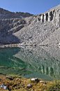 The steep talus slope across the eastern-most Lake Basin lake is the north side of Cartridge Pass