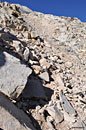 More of a goat trail than a path, this untenable vertical portion of the old JMT was the reason the trail was redirected out of Lake Basin altogether