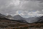 Last look west from Taboose Pass at Bench Lake getting some showers