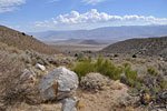The snake of greenery distant center shows where Taboose Creek flows to the Owens Valley trailhead