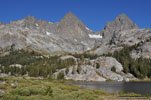 The south end of Ediza and a route up to Nydiver Lakes (ctr.)