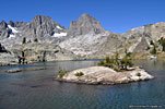 One of the 3 Nydiver Lakes, which lie northwest of Ediza Lake