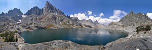 Clyde Minaret dominates the sky above Cecile Lake