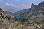 Looking south down to Minaret Lake from Cecile Lake