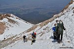 Traffic jam. Guide Pearson recognized famed free-climber Alex Honnold on the summit and we chatted some
