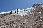 Climbing down from the summit, there's really no path to speak of and it's very steep, loose rock