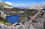 Late afternoon above Fifth Lake, view east to White Mtns, 25 mi. across Owens Valley