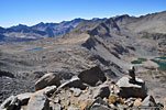 Dusy (L) &, Bishop Pass (ctr.) & Bishop Creek basins from Jigsaw Pass